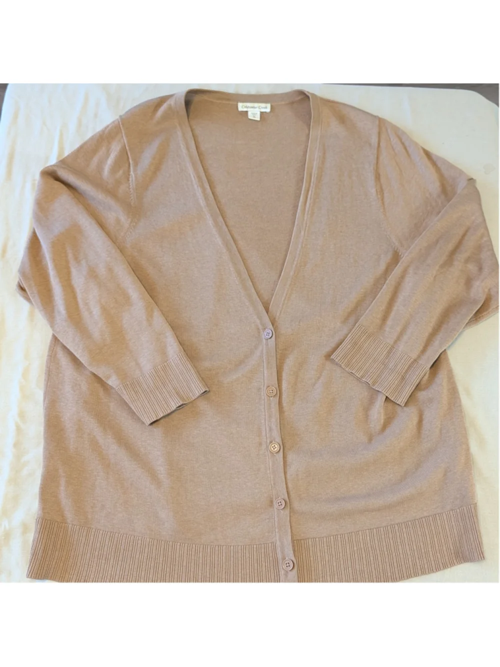 Coldwater Creek 3X Silk Blend Cardigan Camel Neutral Capsule Longline Sweater